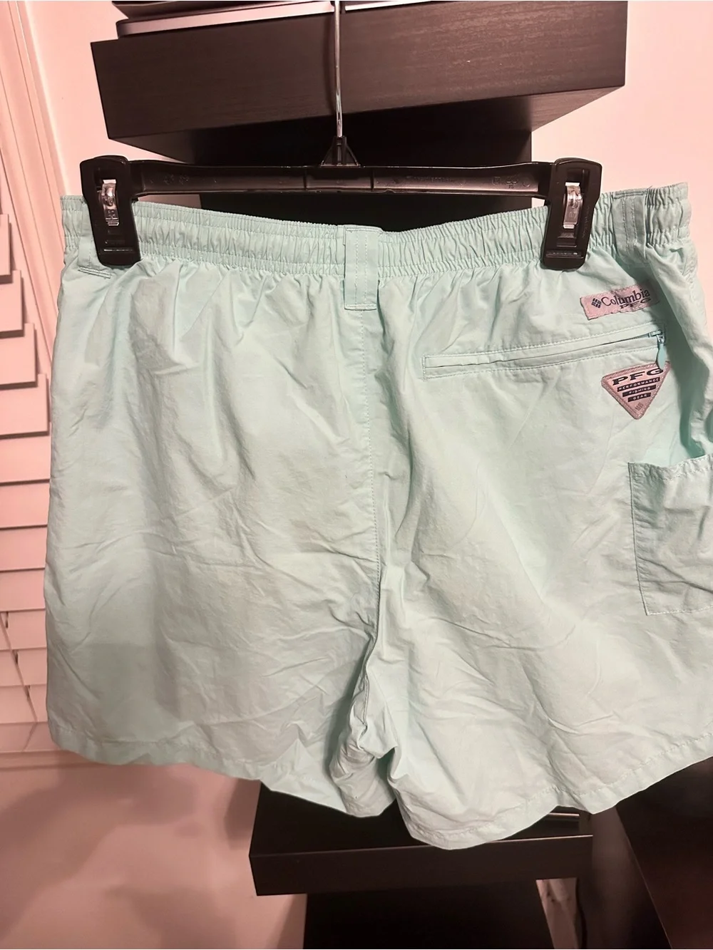 Men's Mint Green Swim Trunks with Elastic Waist